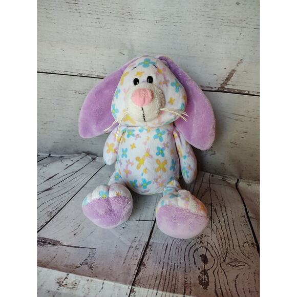 GANZ SPRING MEADOW BUNNY RABBIT EASTER Plush Blue Yellow Purple FLOWERS - Picture 1 of 7